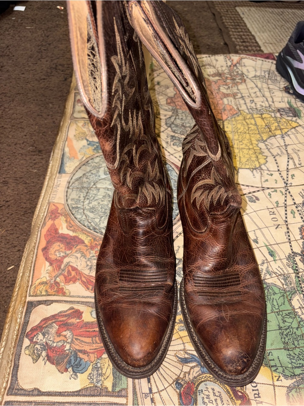 Ariat Brown Embroidered Leather Cowboy Boots